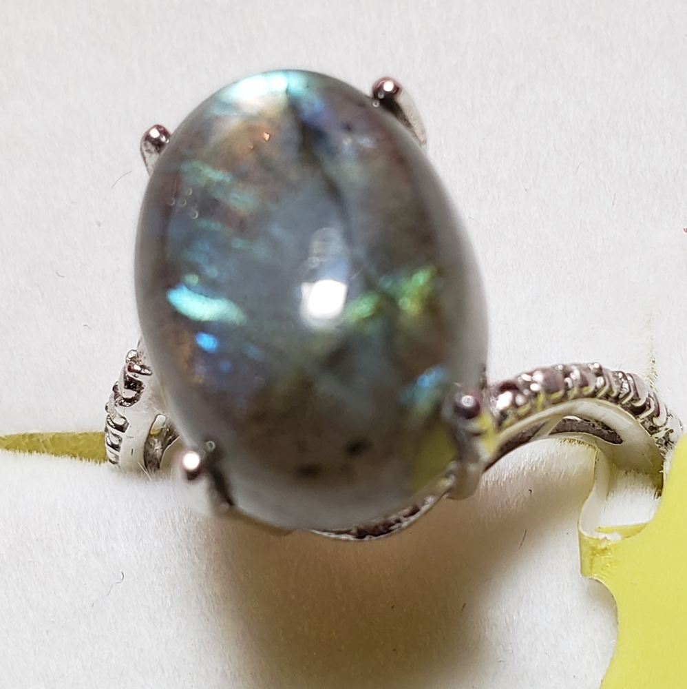 Genuine Labradorite Solitaire Ring [5]
